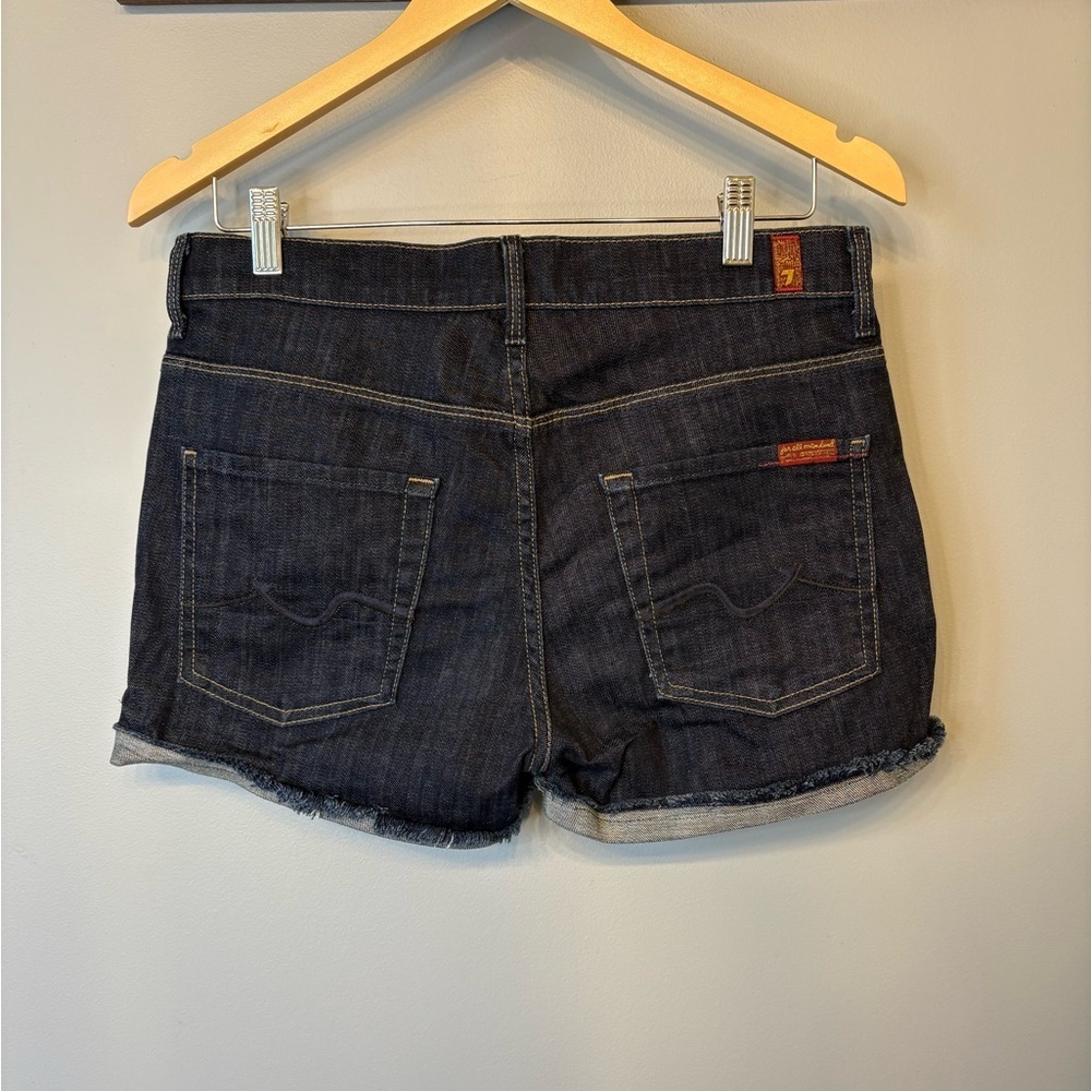 7 For All Mankind Dark Blue Cuffed Jean Shorts size 29 - Picture 6 of 10